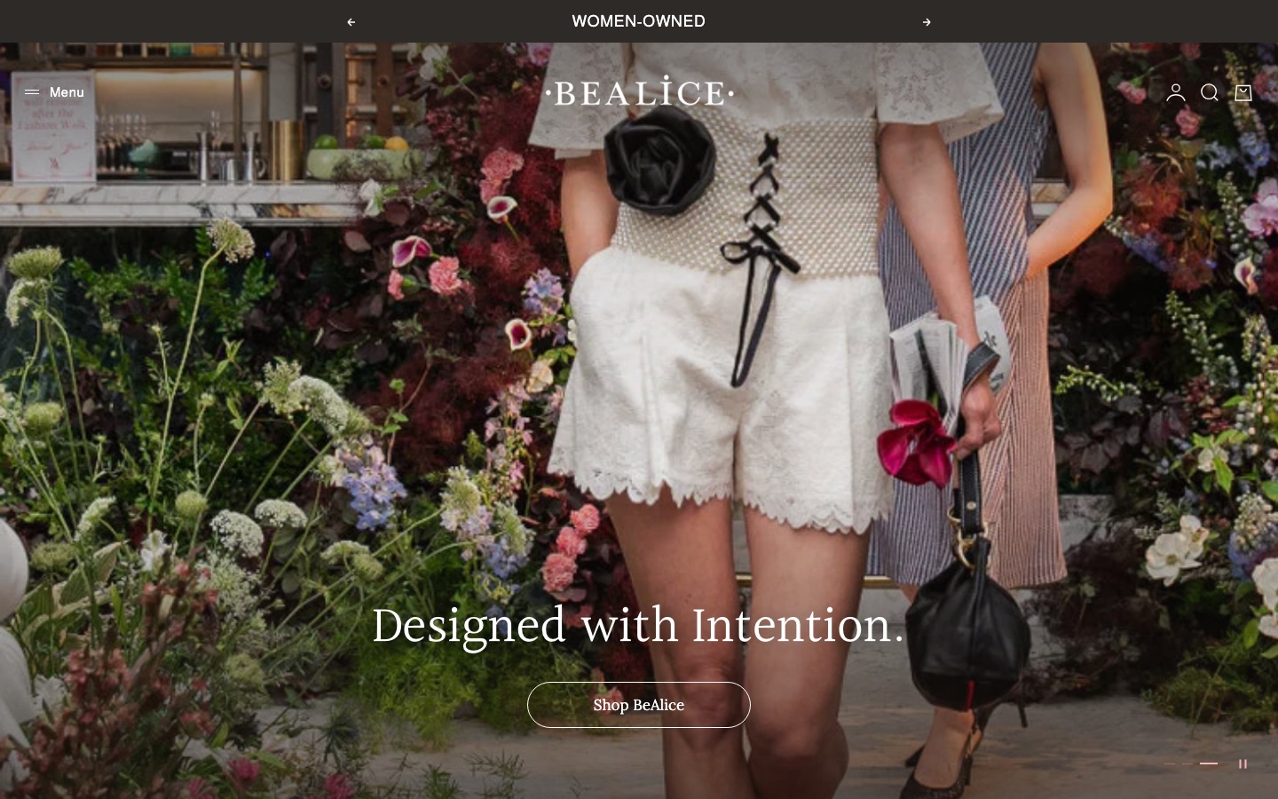 bealice.com homepage — high-fashion handbag brand