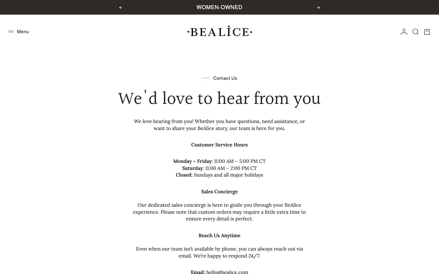 bealice.com — contact