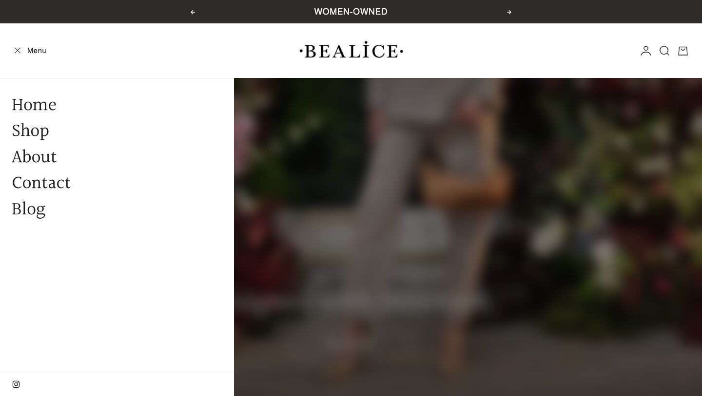 bealice.com — menu open